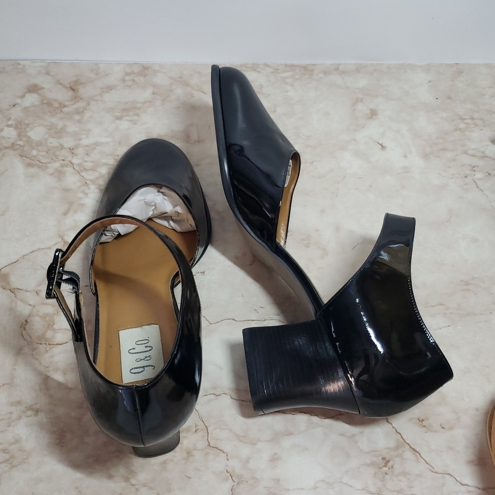 9 & Co. Elegant Black Patent Leather Women's Mary Jane Heels Size 10 - Picture 6 of 7